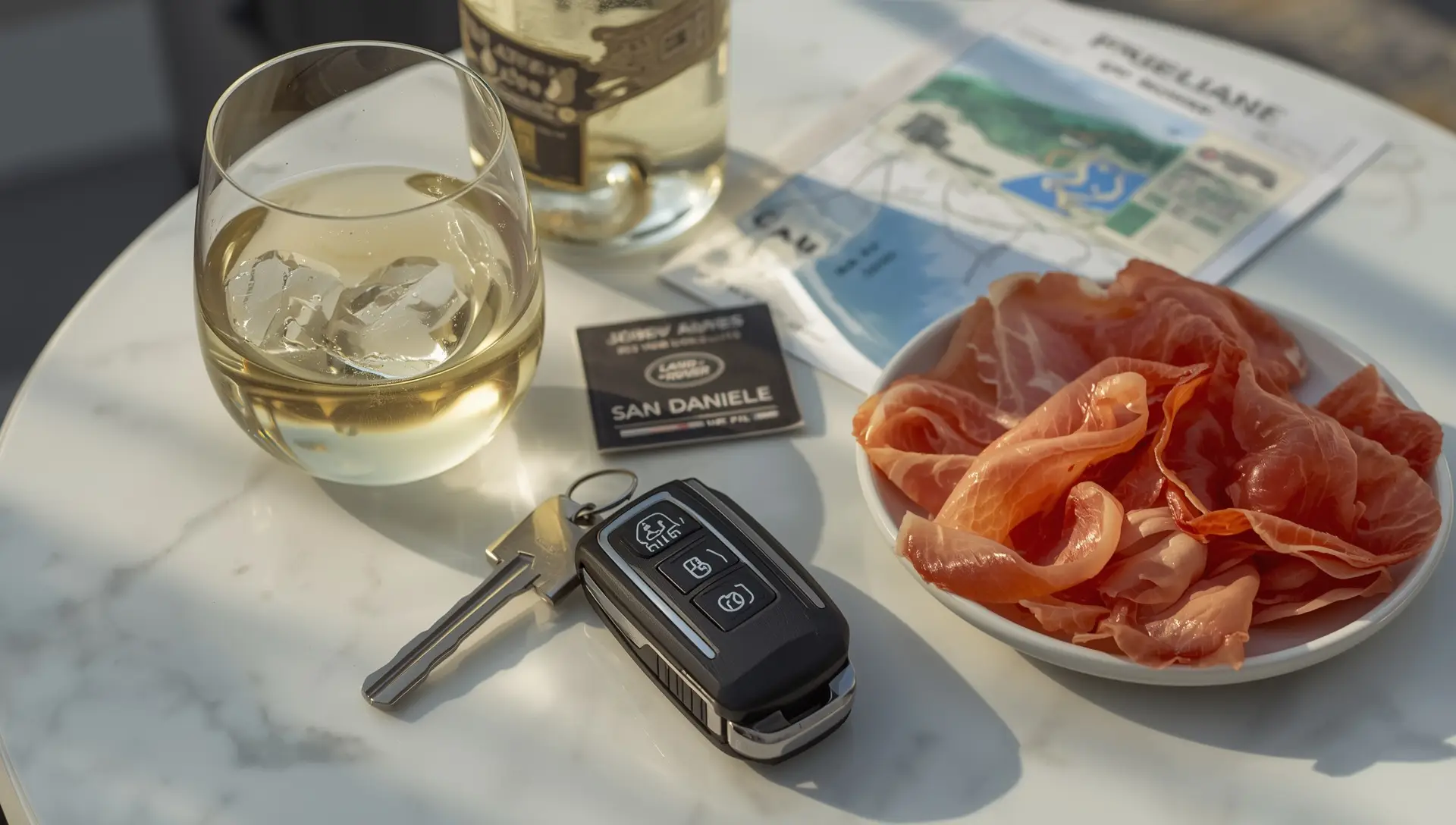 Chiavi auto e mappa per offerte di noleggio a Udine